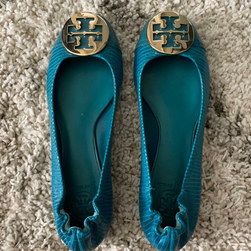 Tory Burch flats; teal